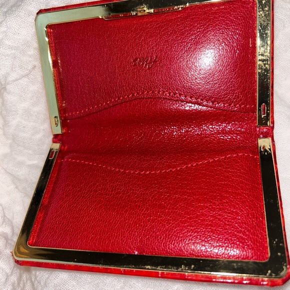 Abas Red Crocodile-Embossed Women's Clutch - Picture 2 of 5